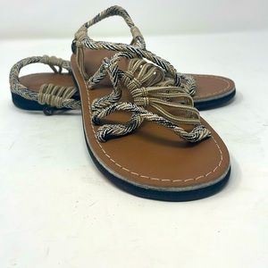 Vines Tan Braided Flat Sandals Size 6.5 Like New Condition